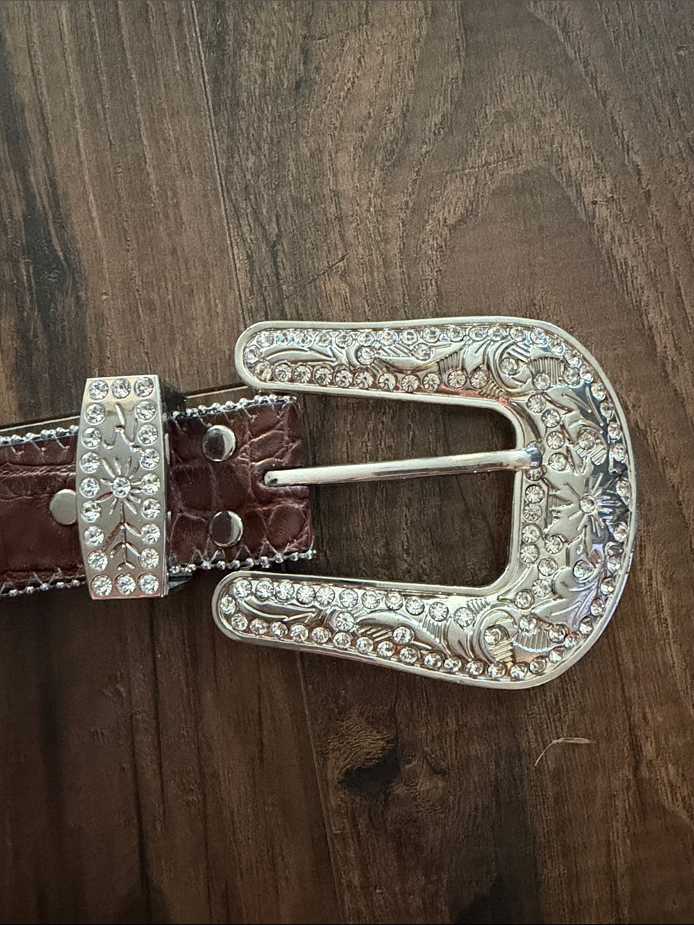 Blazin Roxx Brown Western Belt with Silver Crystal Buckle